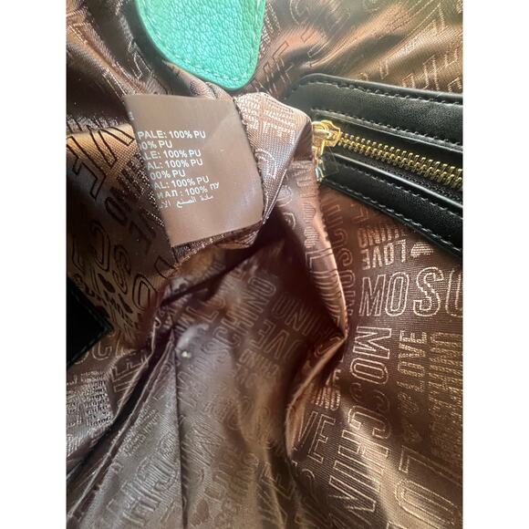 LOVE MOSCHINO Crossbody Bag PU Leather Branded Charms Zip Closure w/Dusty - Picture 14 of 15